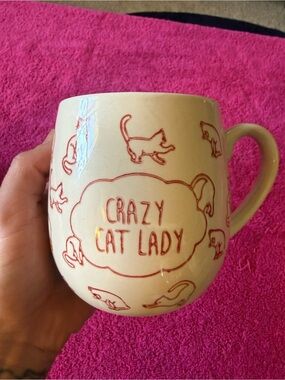 Cost Plus World Market White Ceramic Mug with Red Cat Designs